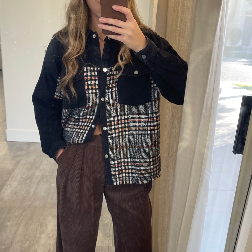Zara denim/wool shirt jacket